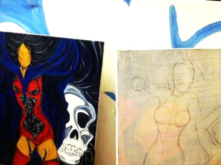 Paintings 1-3 in progress.